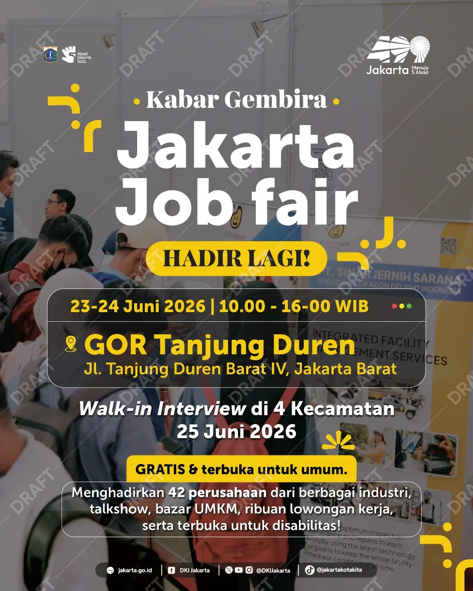 Job Fair Provinsi Papua Selatan 2026 (Suku Dinas TKTE Wilayah Provinsi Papua Selatan Barat) : 23-24 Juni 2026